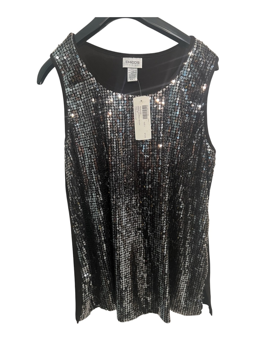 Chico's Black Sequin Sleeveless Top Chico’s Size 3- Regar size XL NWT
